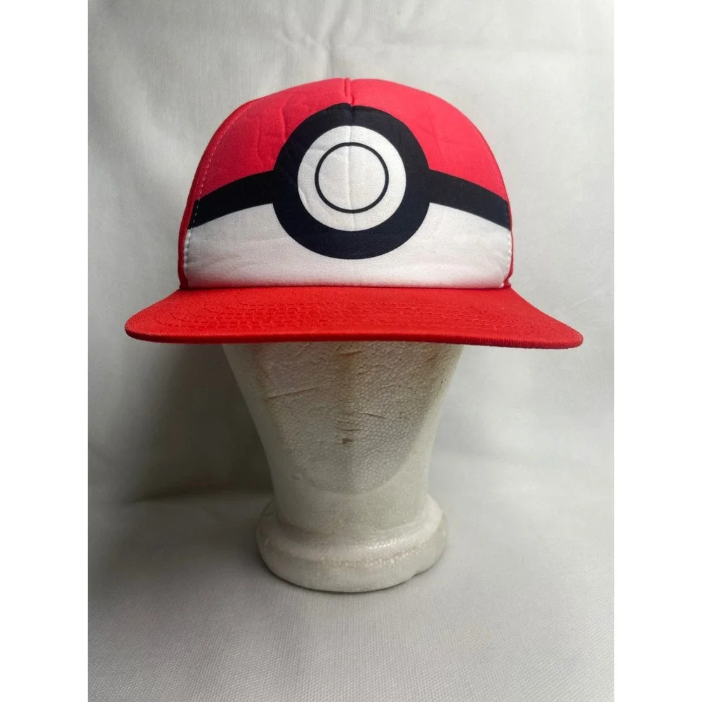Pokemon Poke-Ball Youth Baseball Cap Adjustable SnapBack Red White Nintendo Hat